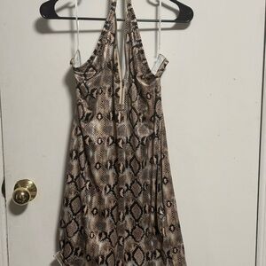 SHEIN Snake Print Backless Dress - Brown and Black